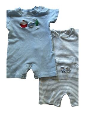 Kissy Kissy & Ishtex Short Sleeve Rompers with Appliqués 3-6mo Set of Two